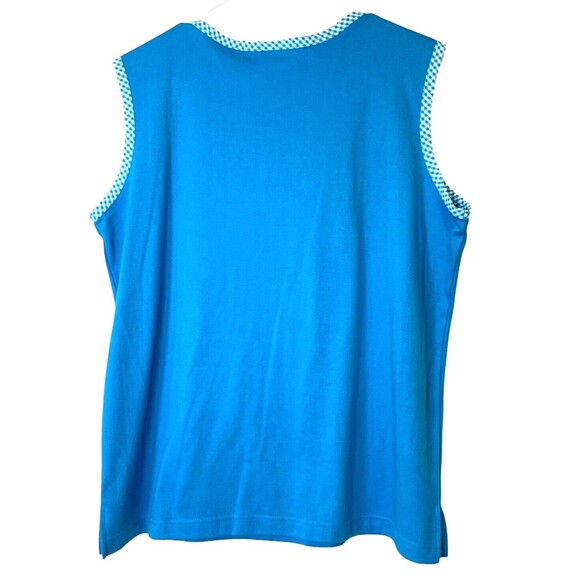 BonWorth Tank Top Womens Gingham Neck Arm Slit Sides M Petite Grandma Beachy - Picture 2 of 4